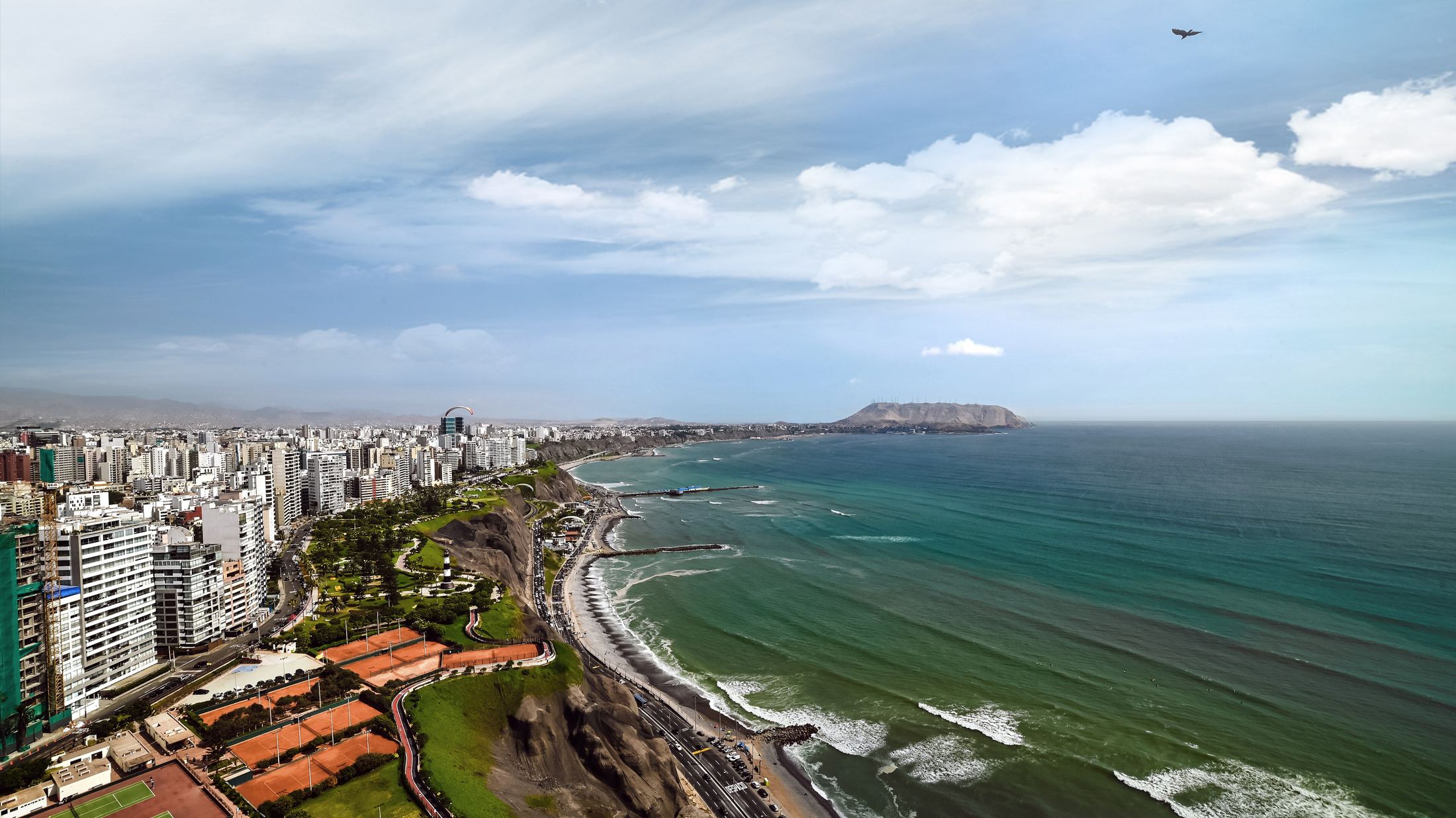The Miraflores cliffs and coastline above the Pacific in Lima